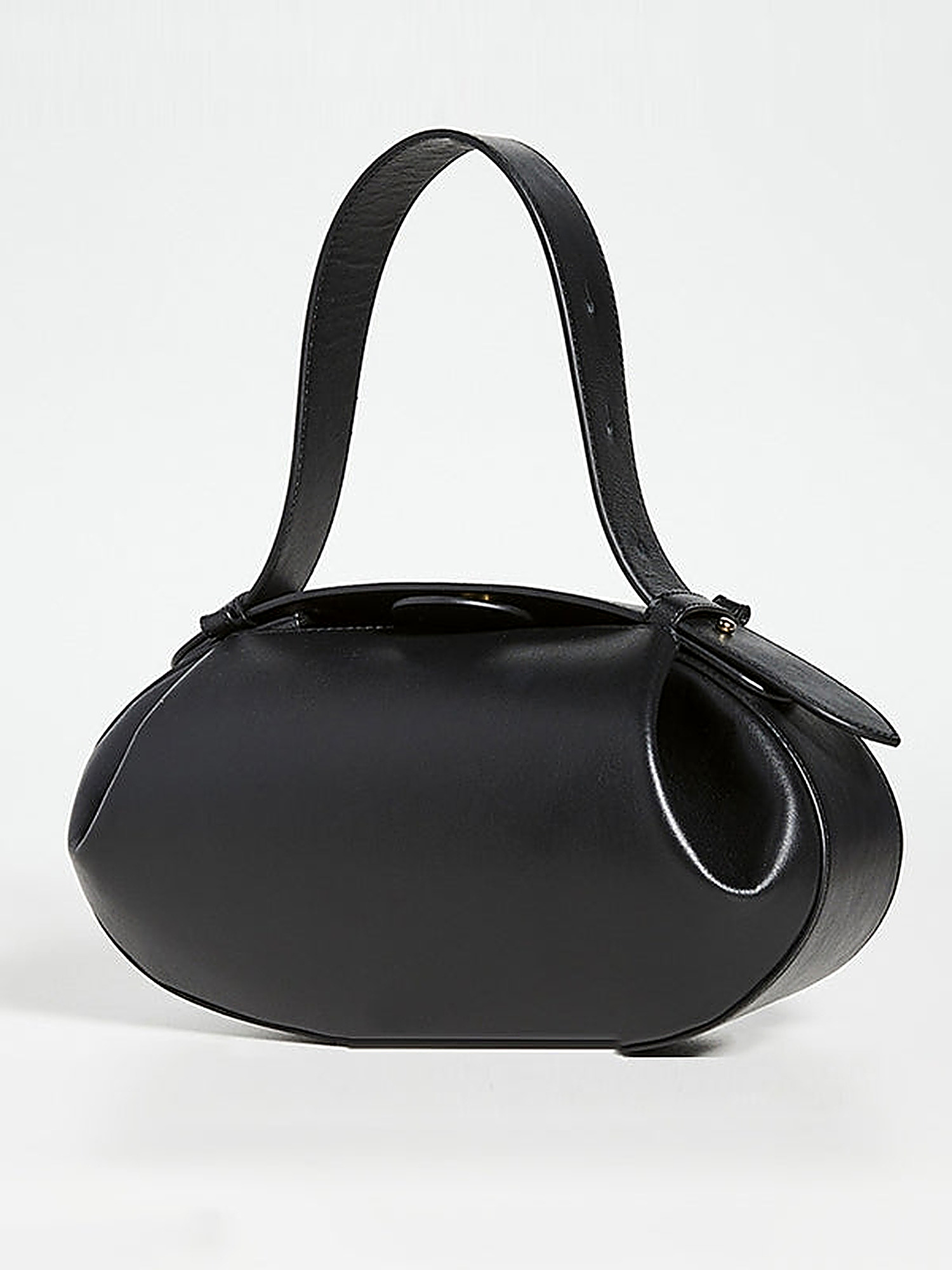 Pleated split-joint leather crossbody bag