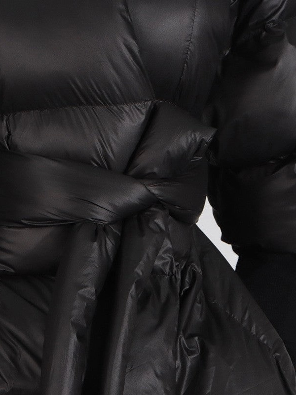Belted quilted puffer jacket