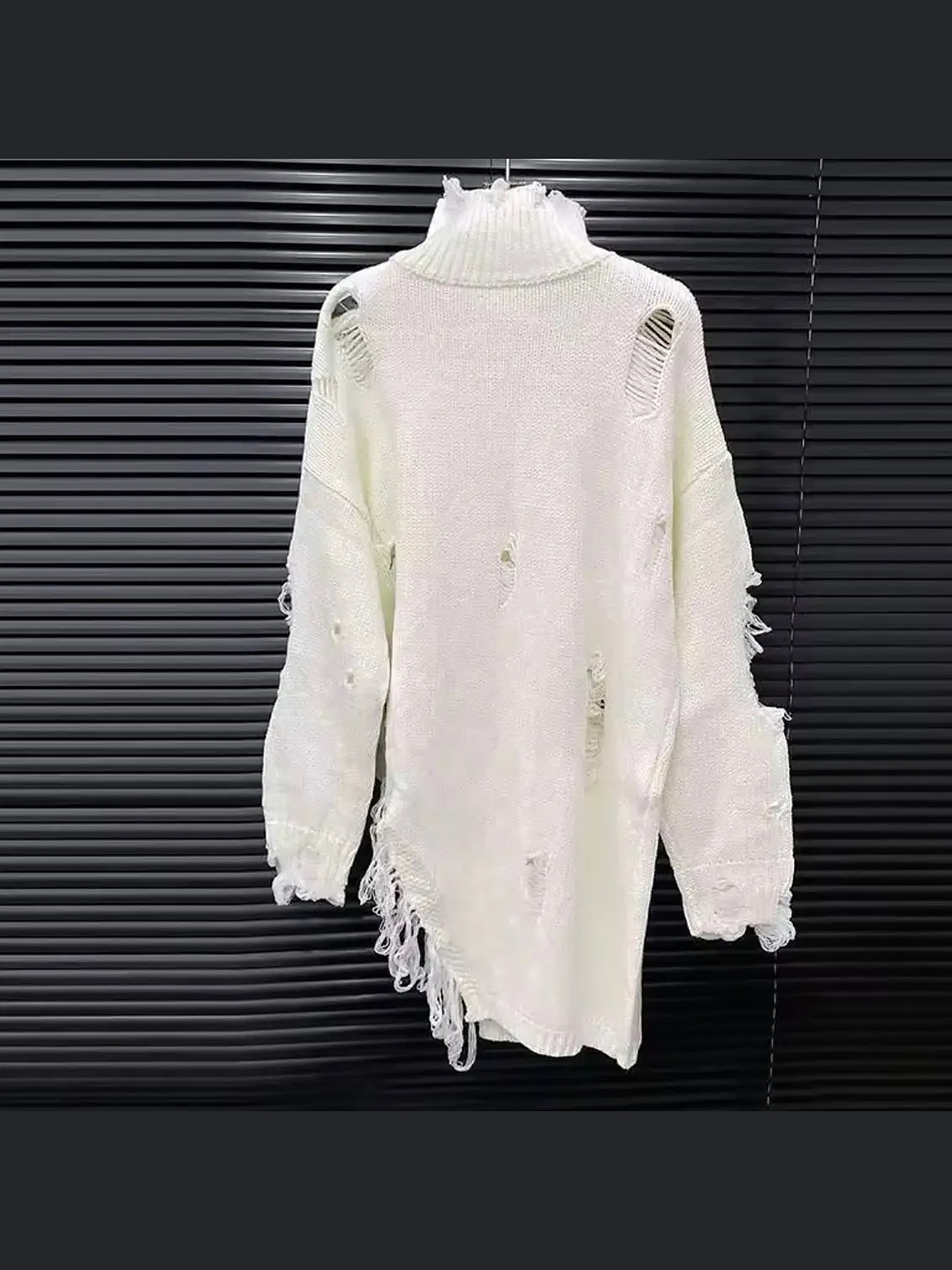 Look 06 — Distressed ribbed sweater dress