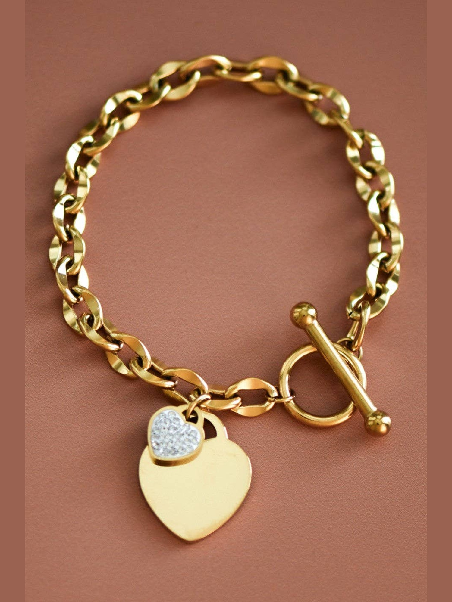 Heart charm chain bracelet