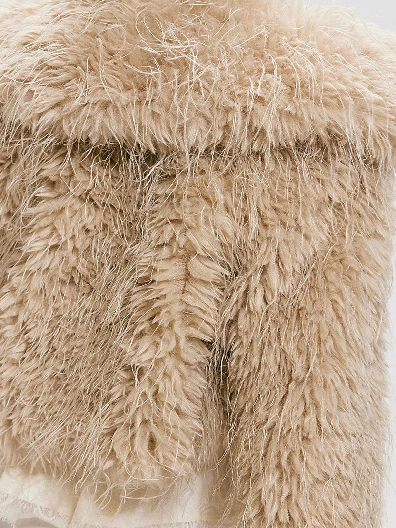 Plush faux fur cropped jacket