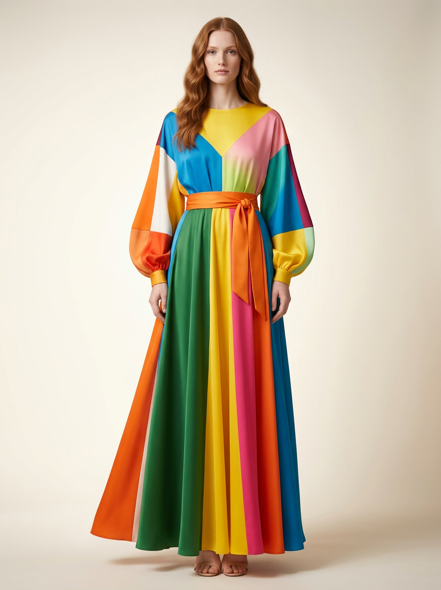 Striped flared maxi dress