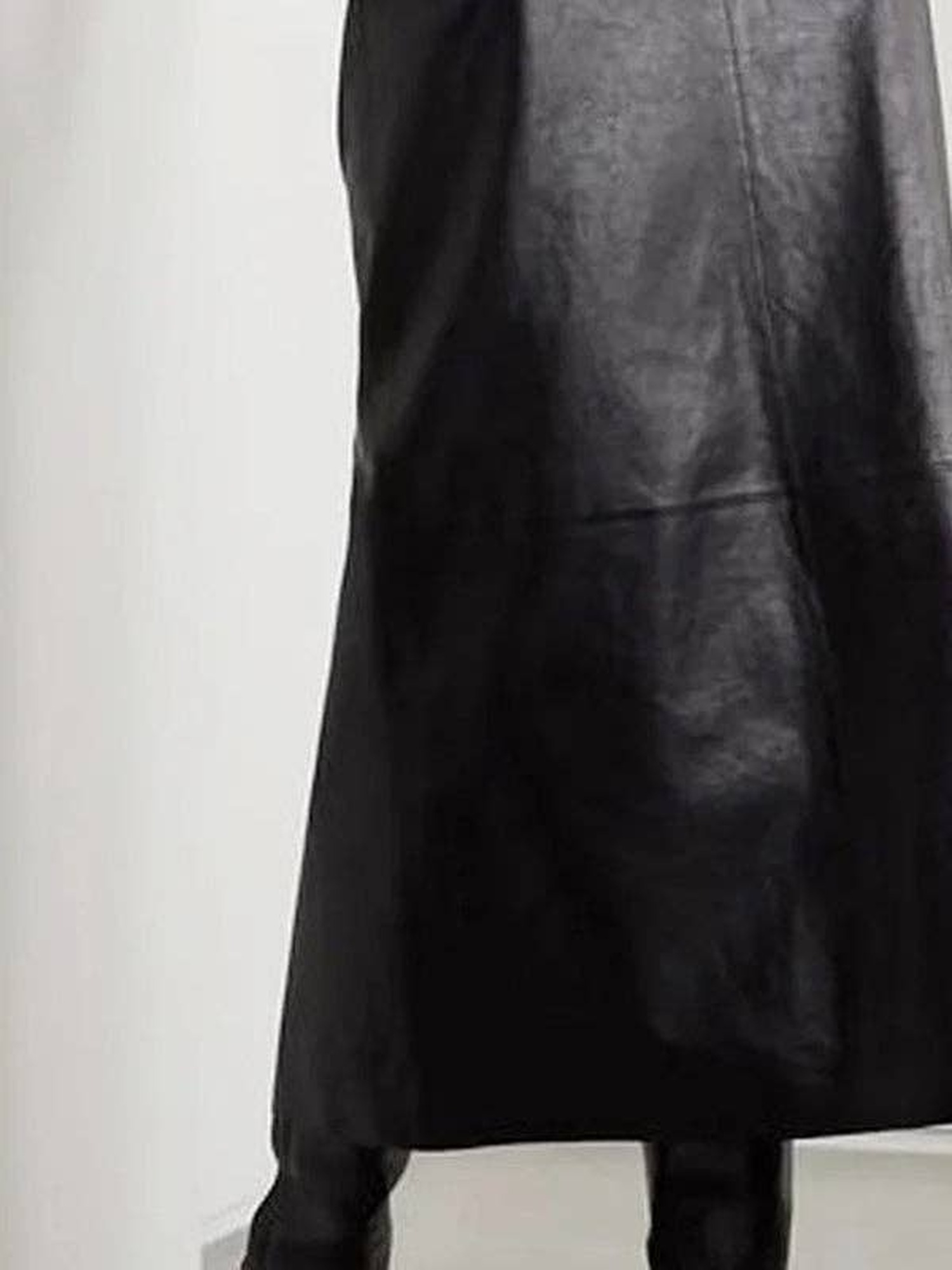 Faux leather pocket midi skirt