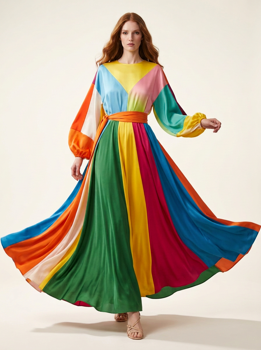 Striped flared maxi dress