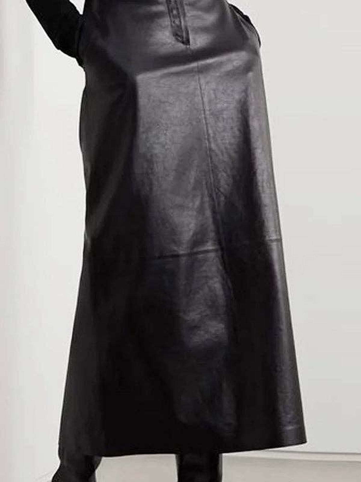 Faux leather pocket midi skirt