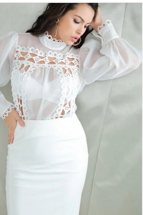 SHEER PUFF SLEEVE BLOUSE