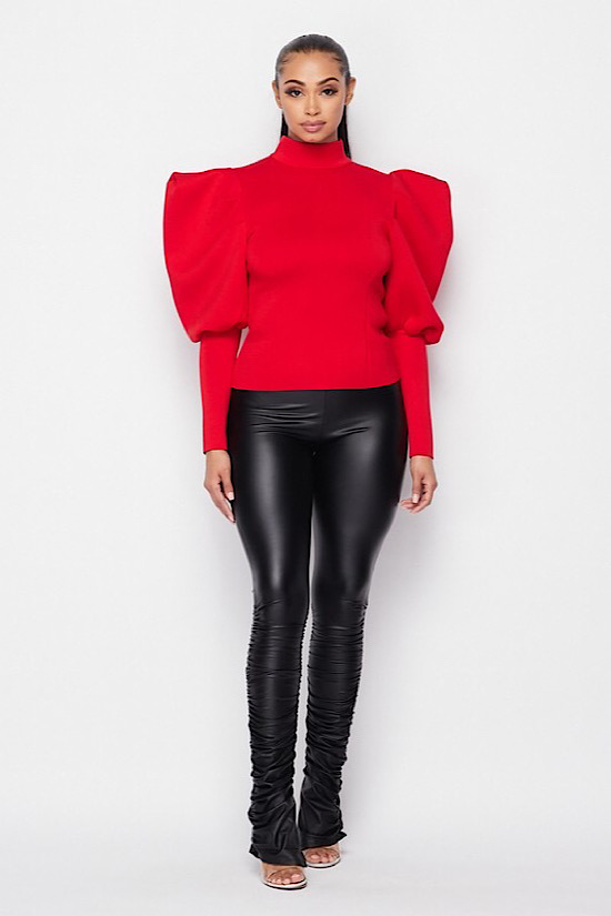 BLACK PUFF SLEEVE TOP